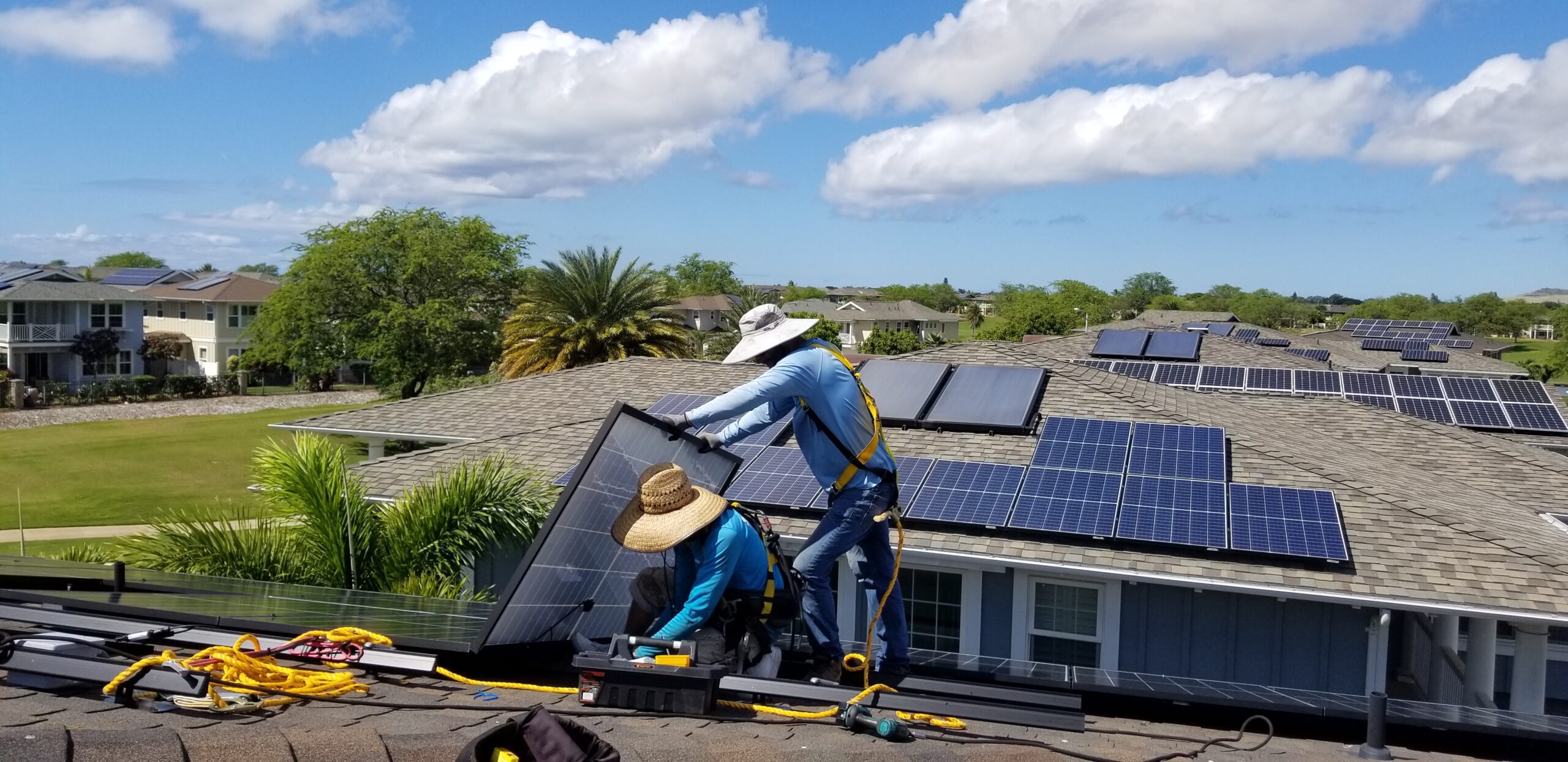 Malama Solar Crew Installing Panels