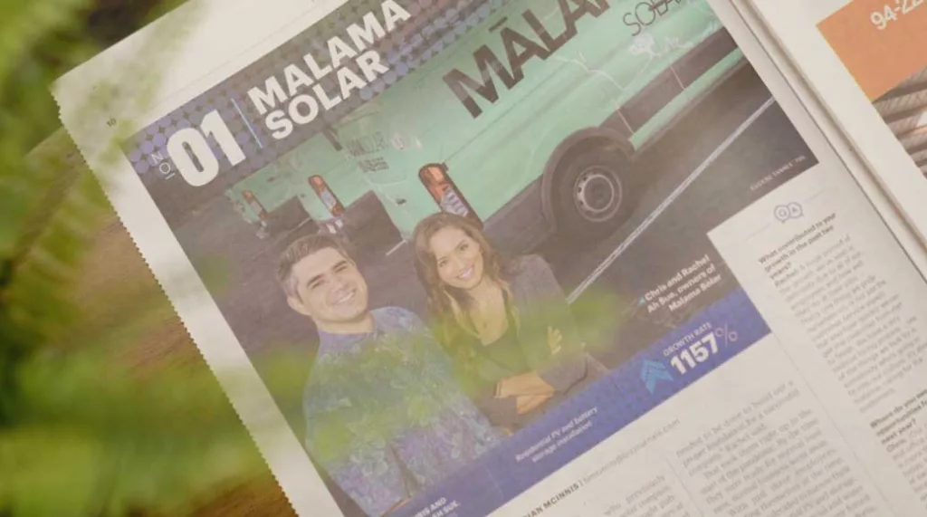 Malama Solar as one of Pacific Business News best places to work