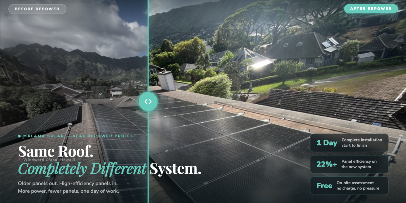Malama Solar Repower Before and After